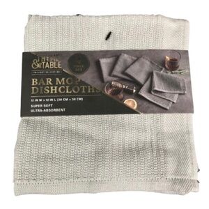 🎈$8🎈NEW THYME & TABLE Bar Mop Dish Cloths 4 Piece Set 12” x 12” Gray 100% Cotton